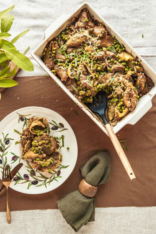 Herbstlicher Kürbis-Pasta-Auflauf mit Trüffelsalz & Roter Zwiebel-Balsamico - oilvinegar.ch