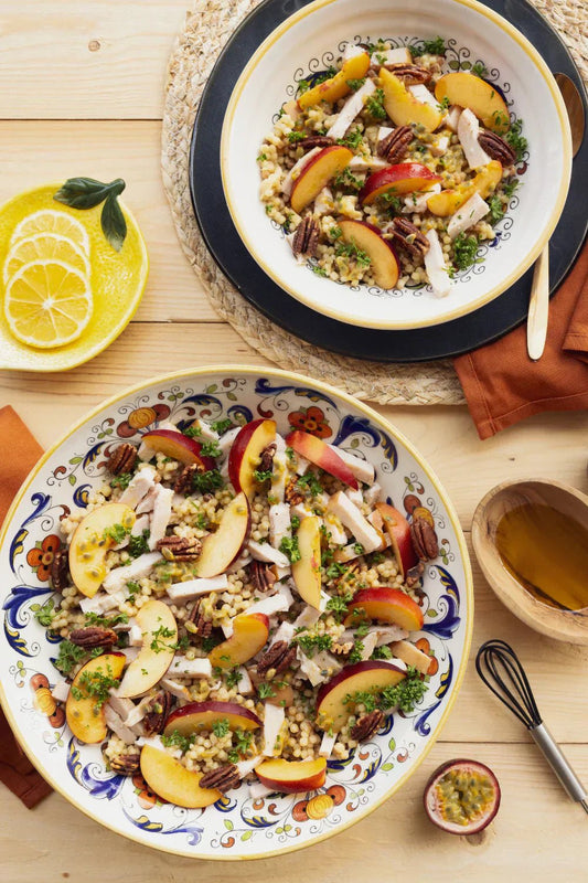Fregula Pasta mit Pfirsich - Aprikosen Agrodolce - oilvinegar.ch