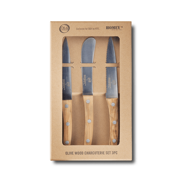 Olivenholz - Charcuterie - Set - 3 - teilig - oilvinegar.ch