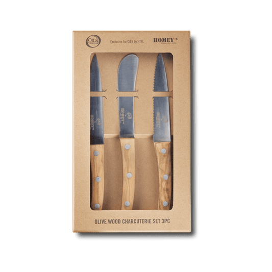 Olivenholz - Charcuterie - Set - 3 - teilig - oilvinegar.ch