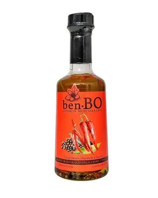 Olivenöl mit Chili, Lorbeer und Pfeffer benBO 250ml - oilvinegar.ch
